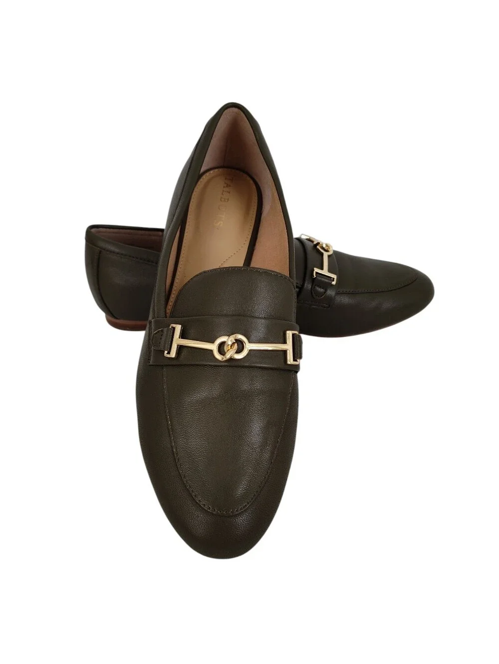 Talbots Ryan Bit Soft Nappa Leather Loafers Size 9.5 Olive Green Slip on Shoes